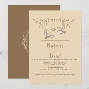 Faire-part de mariage romantique de colombe