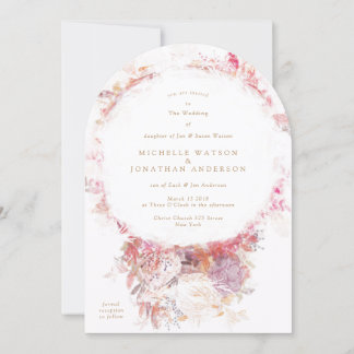 Faire-part de mariage romantique de fleurs roses d