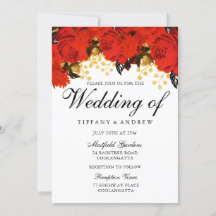 Faire-part de mariage romantique de rose rouge