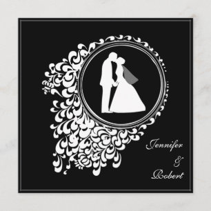 Faire-part de mariage romantique de silhouette de