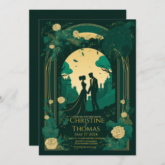 Faire-part de mariage romantique Emerald Green et