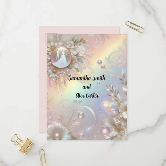 Faire-part de mariage romantique en couple (Devant/Arrière en situation)