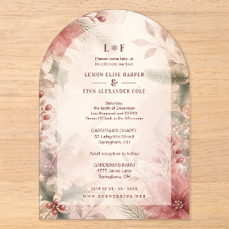 Faire-part de mariage romantique floral hivernal r