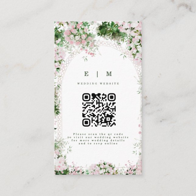 Faire-part de mariage romantique floral rose paste (Devant)