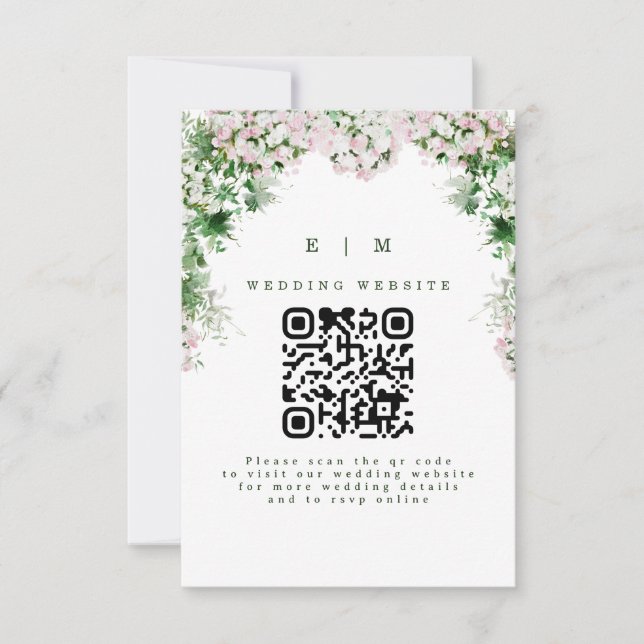 Faire-part de mariage romantique floral rose paste (Devant)