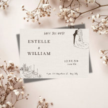 Faire-part de mariage romantique minimaliste Save