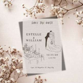 Faire-part de mariage romantique minimaliste Save