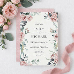 Faire-part de mariage romantique Rose rose saumon