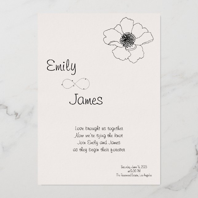 Faire-part de mariage romantique - Soft simple élé (Recto)