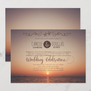 Faire-part de mariage romantique sur la plage au c