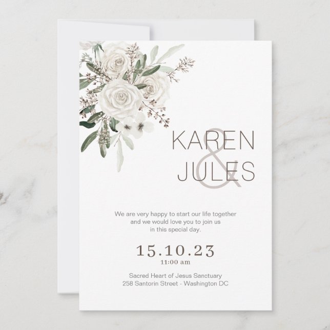 Faire-part de mariage romantique W-ROM-004 (Devant)