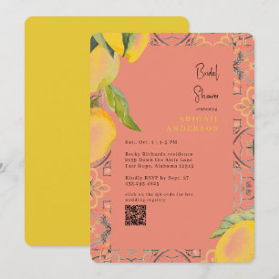 Faire-part de Mariage Rond Citrons Aquarelle Kaki