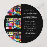 Faire-Part de Mariage (Rond) Couple Mexicain