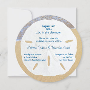 Faire-part de mariage rond Dollar de sable de mari