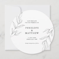 Faire-part de mariage ronde feuille de feuillage d