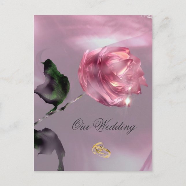 Faire-part de mariage rose (Devant)