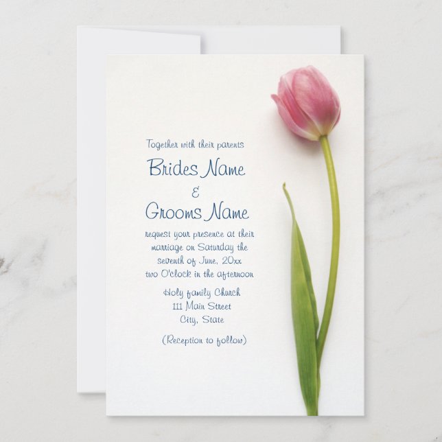 faire-part de mariage rose (Devant)