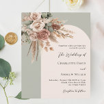 Faire-part de mariage rose arche crème Sage<br><div class="desc">Donnez le ton pour votre journée spéciale avec cette élégante invitation de mariage. Avec un arrière - plan vert sage, un cadre d’arche couleur crème et doux, beige naturel, il est joliment décoré de roses terreux et muets, de verdure d’eucalyptus et d’herbe à la pampa, pour une sensation naturelle et...</div>