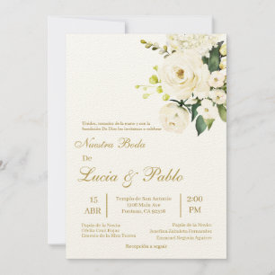 Faire-part de mariage rose beige blanc en espagnol