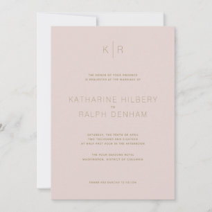 Faire-part de mariage rose beige simple