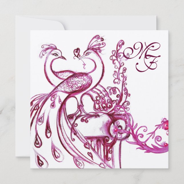Faire-part de mariage Rose Blanc Monogramme LOVE P (Devant)