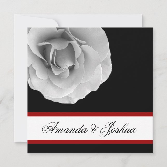 FAIRE-PART DE MARIAGE Rose BLANC ROUGE et NOIR (Devant)