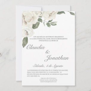 Faire-part de mariage rose blanche espagnol