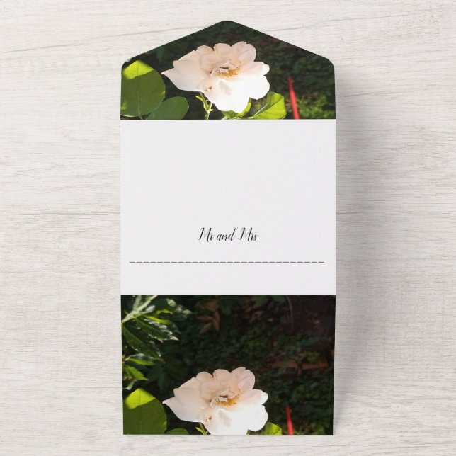 Faire-Part de Mariage Rose Blanche et Carte Tout E (Dehors)