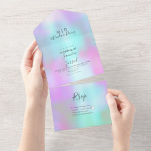 Faire-part de mariage rose bleu violet coloré abst