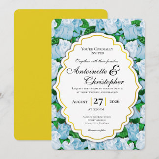 Faire-part de mariage Rose Bleue et Blanche avec B