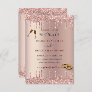 Faire-part de mariage rose Blush Gold Sparkle Driv