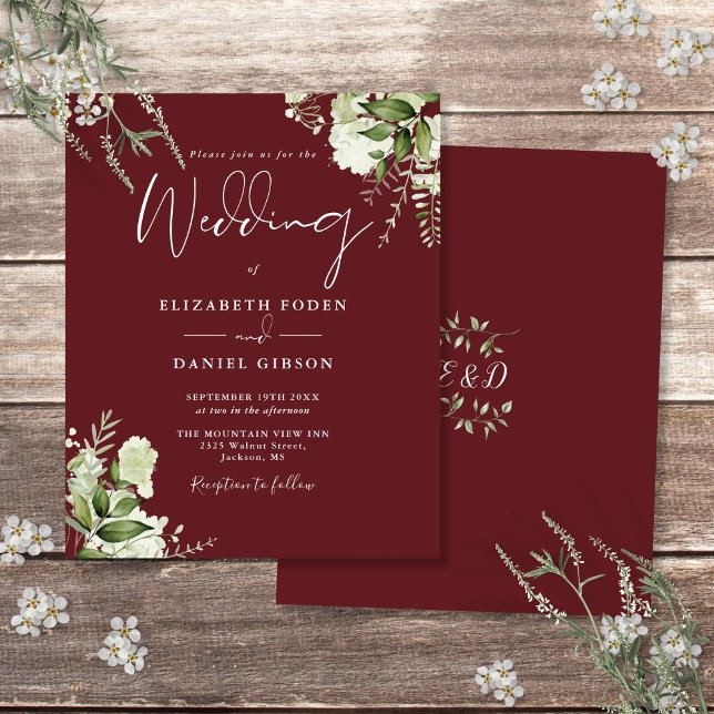 Faire-part de mariage rose bois rose verdure de bu (Budget Greenery Rosewood Pink Wedding Invitation)