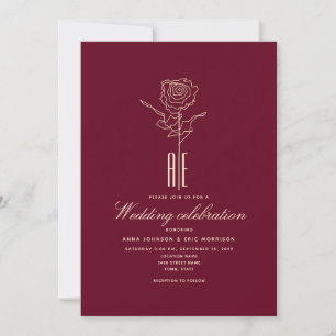 Faire-Part de Mariage Rose Bourguignonne Romantiqu