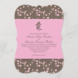 Faire-part de mariage rose Brown de fleurs de ceri