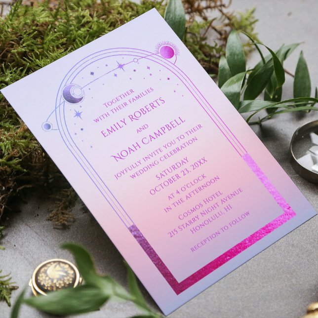 Faire-part de mariage Rose Céleste Soleil Lune Éto (Créateur téléchargé)