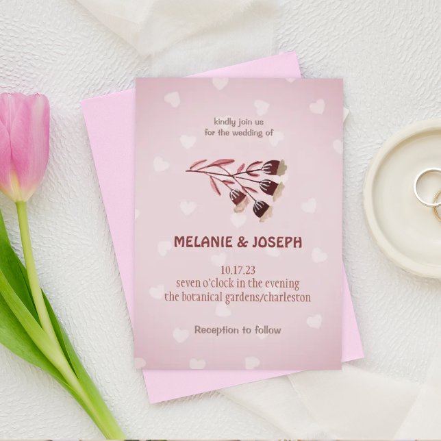 Faire-part de mariage rose crème moderne (Créateur téléchargé)
