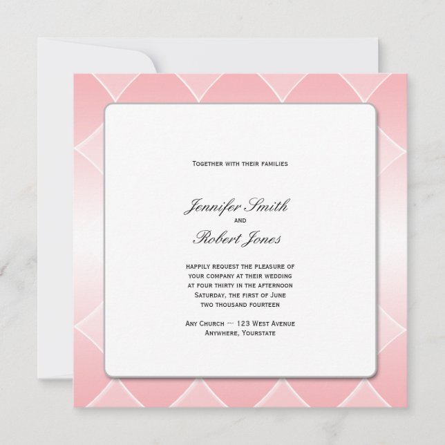 Faire-part de mariage rose de coins arrondis de (Devant)