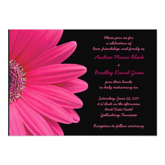 Faire-part de mariage rose de Gerbera - rose et