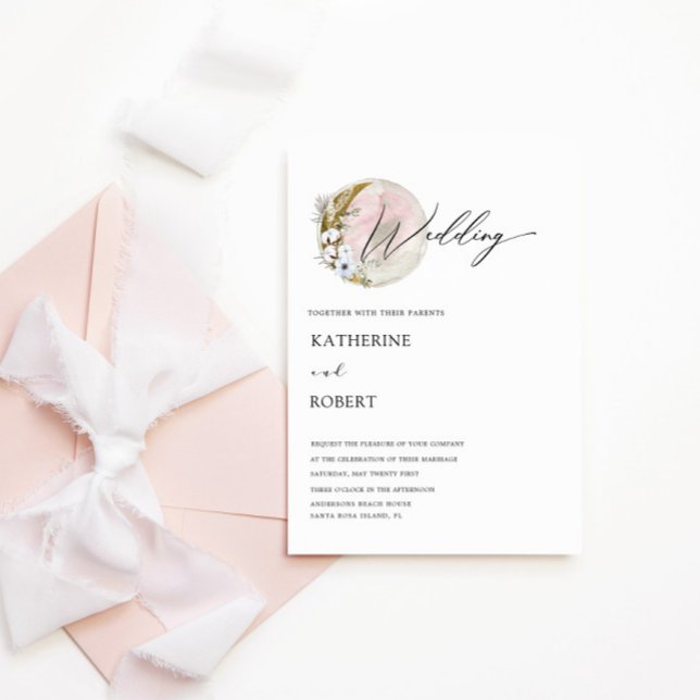 faire-part de mariage rose de lune mystique (Créateur téléchargé)