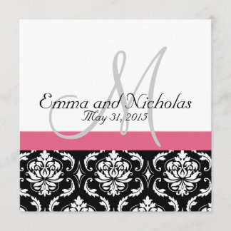 Faire-part de mariage rose de monogramme de