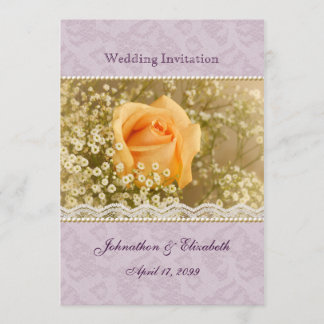 Faire-part de mariage rose de pêche et de lavande