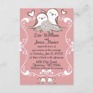 Faire-part de mariage rose de perruches