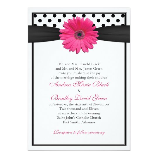 Faire-part de mariage rose de point de polka de