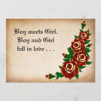 Faire-part de mariage rose de tatouage