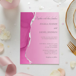 Faire-part de mariage rose déchiré moderne 