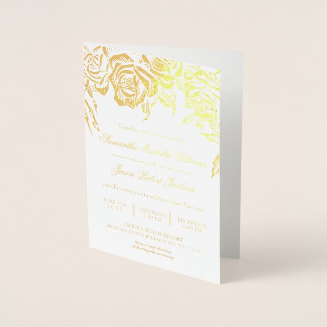 Faire-part de mariage Rose d'or floral romantique (Devant)