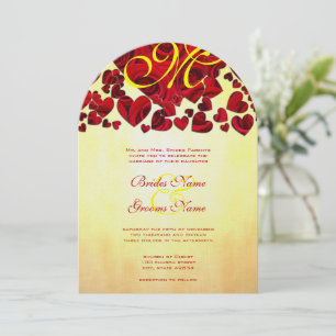Faire-part de mariage Rose du coeur jaune et rouge