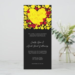 Faire-part de mariage Rose du coeur jaune et rouge
