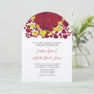 Faire-part de mariage Rose du coeur jaune et rouge