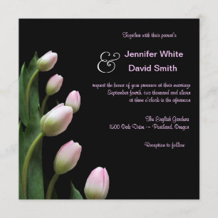Faire-part de mariage rose élégant de tulipe